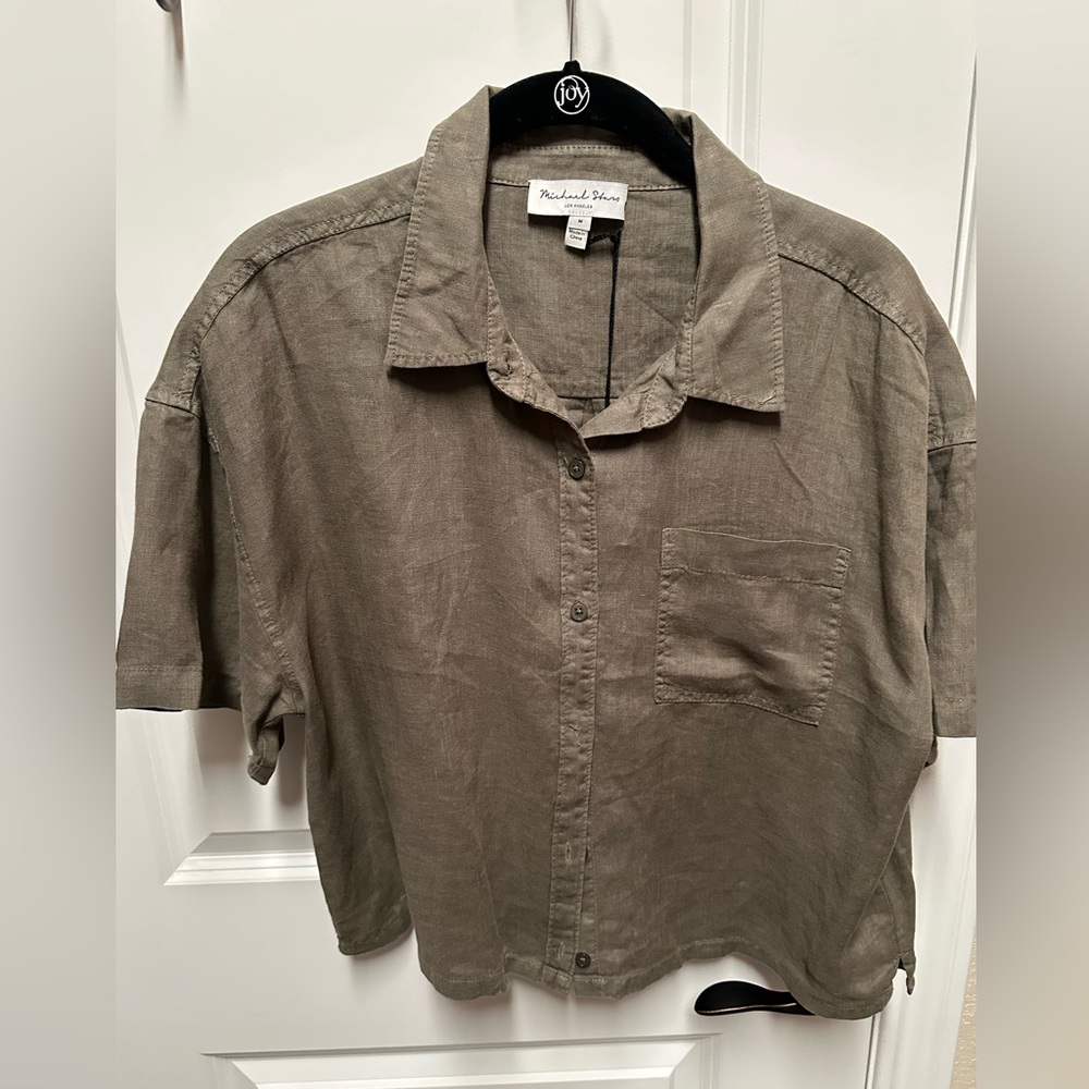 NWT Michael Stars cropped linen top